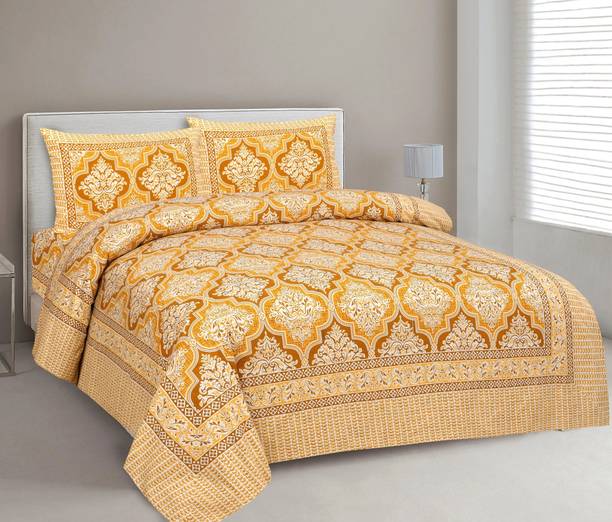 CLOTHOLOGY Cotton King Flat 240 TC Jaipuri Prints Bedsheet