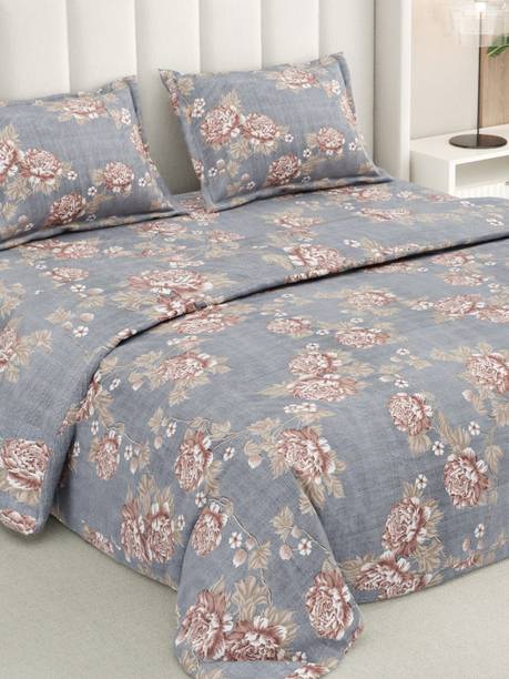 RIVERMOOR Microfiber Double Flat 200 TC Floral 1 Bedsheet