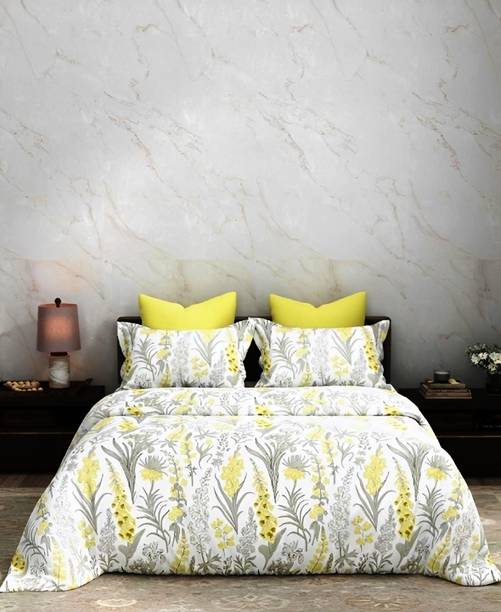 Bombay Dyeing Cotton King Flat 144 TC Floral 1 Bedsheet with 2 Pillow Covers