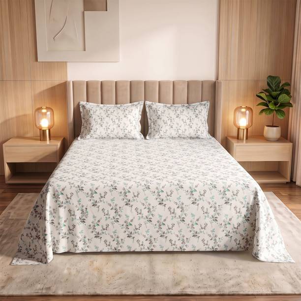 Story@home Cotton Double Flat 144 TC Printed 1 Bedsheet with 2 Pillow Covers