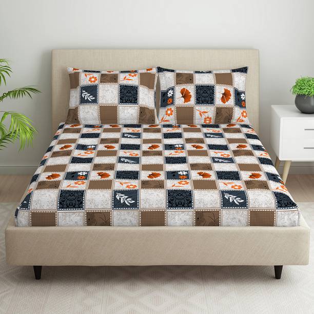 Welspun 105 TC Microfiber Queen Self Design Flat Bedsheet