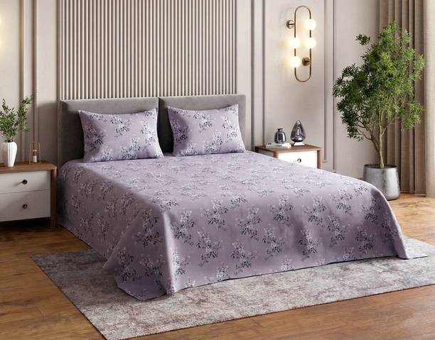 CARLTON LONDON Microfiber King Flat 140 TC Floral Bedsheet
