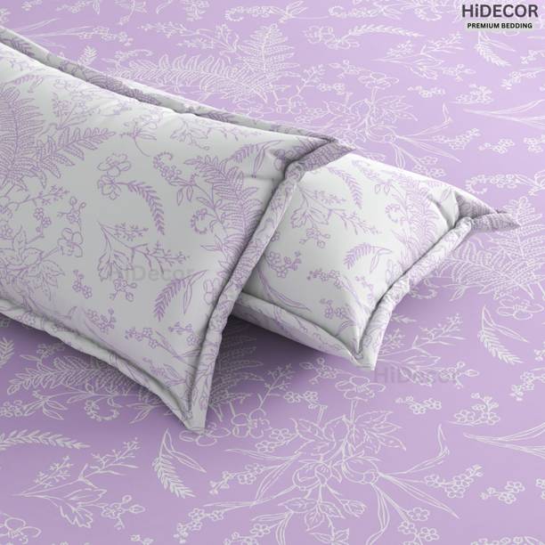 HIDECOR Microfiber Double, King Flat 280 TC Floral 1 Bedsheet with 2 Pillow Covers