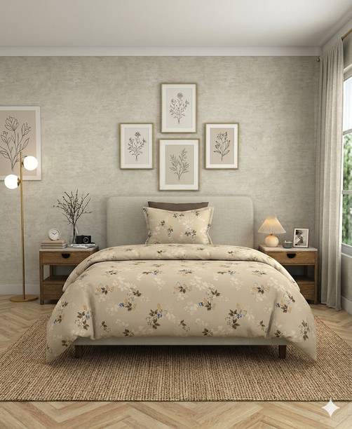 Bombay Dyeing Cotton Single Flat 180 TC Floral 2 Bedsheets with 2 Pillow Covers