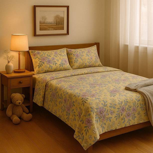 Matangeez Cotton Blend Single Flat 240 TC Floral Bedsheet