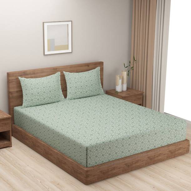 SWAYAM Cotton King Flat 200 TC Printed 1 Bedsheet with 2 Pillow Covers