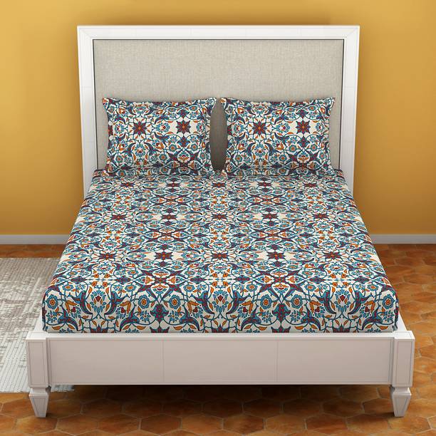Welspun 120 TC Microfiber Double Geometric Flat Bedsheet