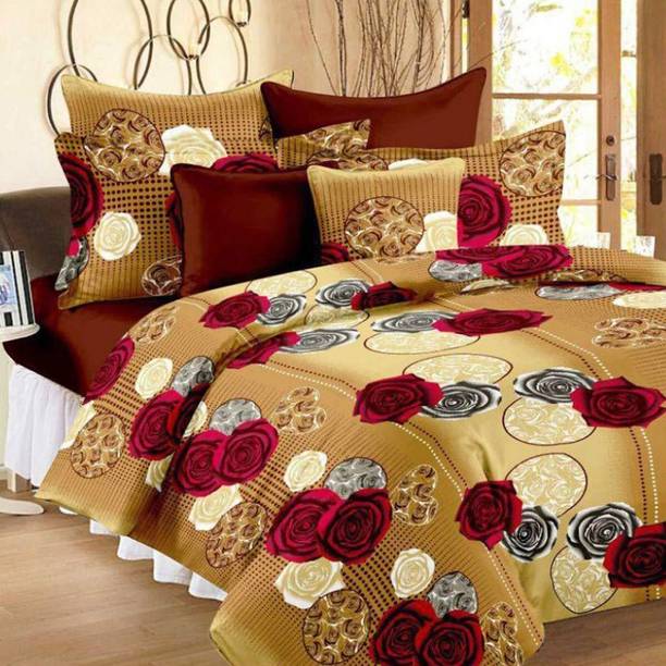 Shri Khatu Print Polycotton Queen Flat 144 TC 3D Printed Bedsheet