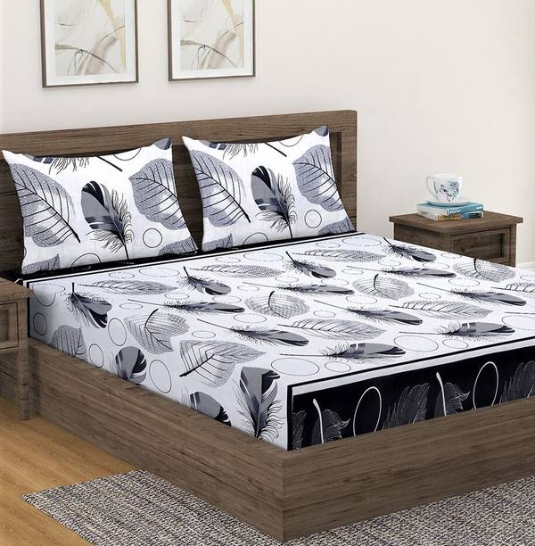 Fashion String 144 TC Microfiber Double Printed Flat Bedsheet