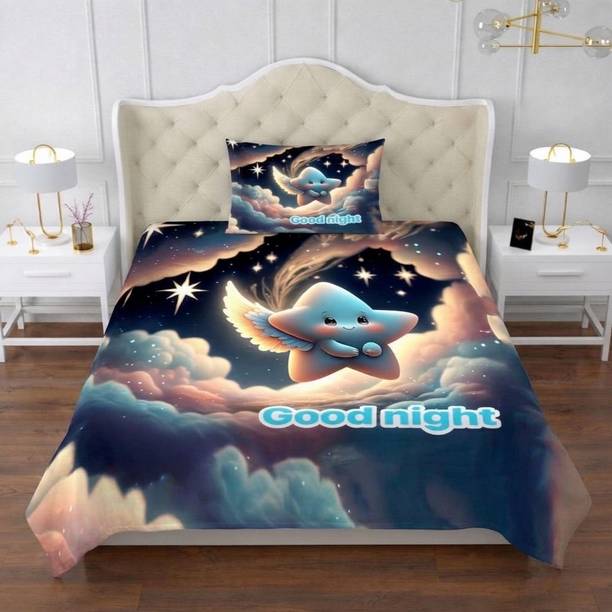 VIRAAJ TEXTILE Cotton Blend Single Flat 220 TC Solid 1 Summer Bedsheet
