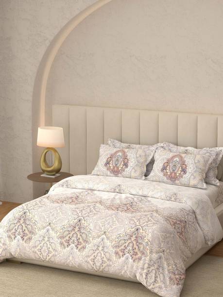 Bombay Dyeing Cotton Super King Flat 400 TC Floral 1 Bedsheet with 2 Pillow Covers