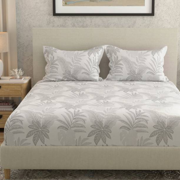 Huesland Cotton King Flat 144 TC Printed 1 Bedsheet with 2 Pillow Covers