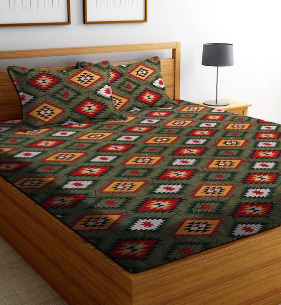 Decorum Microfiber Double Flat 144 TC Floral 1 Bedsheet with 2 Pillow Covers