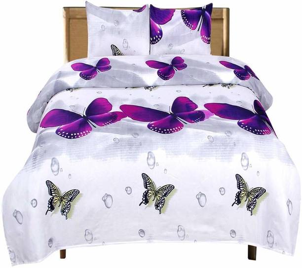 Avni polly cotton Polycotton, Microfiber, Cotton Blend Double Flat 140 TC 3D Printed Bedsheet