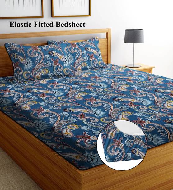 BLUEDOT 253 TC Microfiber Double Printed Fitted (Elastic) Bedsheet