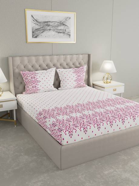 Raymond Home Cotton King Flat 210 TC Geometric Bedsheet