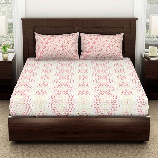 SPACES Viscose Queen Flat 144 TC Geometric Bedsheet