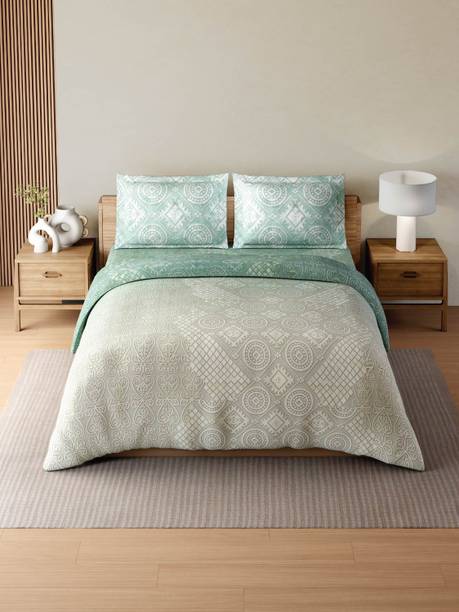 SPACES Cotton Double Flat 233 TC Geometric 1 Bedsheet