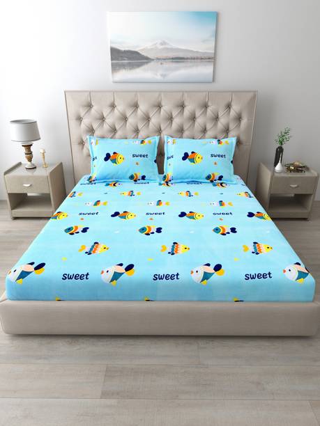 Mafatlal 140 TC Microfiber Double Cartoon Flat Bedsheet