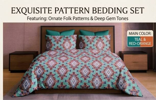 AvishaHomeDecor Cotton King Flat 250 TC Printed 1 Bedsheet
