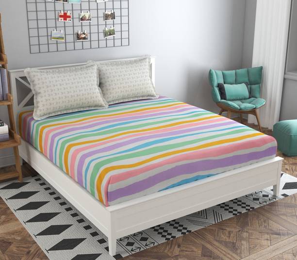 Mafatlal 160 TC Polycotton Double Abstract Flat Bedsheet