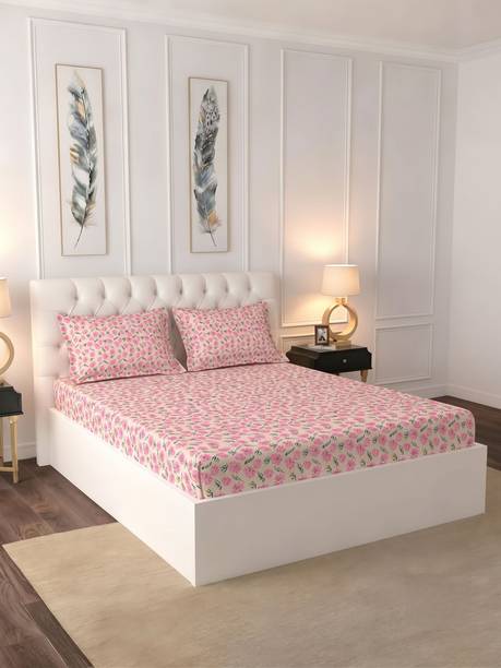 Raymond Home Cotton Double Flat 104 TC Floral 1 Bedsheet