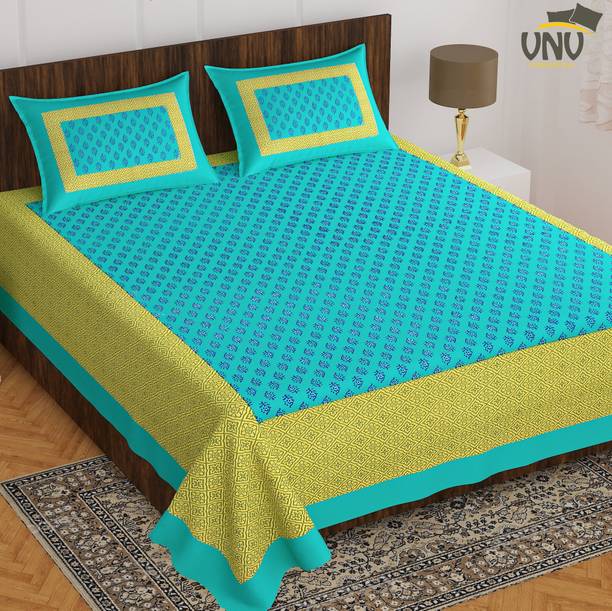 VNV Creation 144 TC Cotton Double Jaipuri Prints Flat Bedsheet