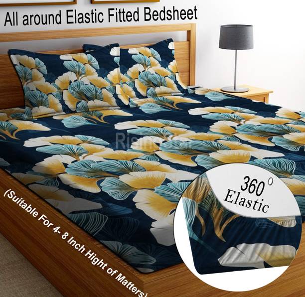 RisingStar 250 TC Microfiber King Printed Fitted (Elastic) Bedsheet