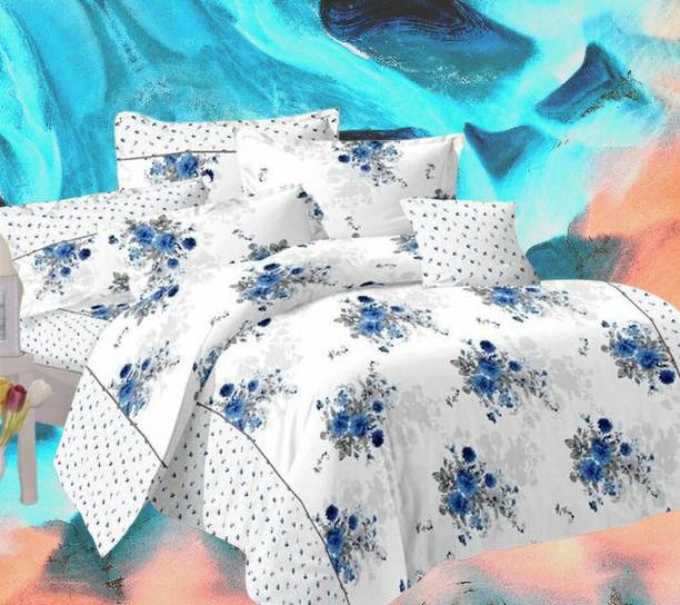 RUMFOT 240 TC Cotton Single Floral Flat Bedsheet
