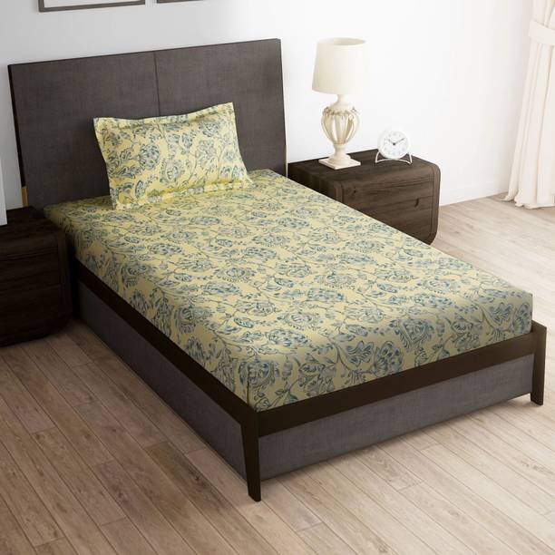 Story@home Microfiber Single Flat 160 TC Printed 1 Bedsheet with 2 Pillow Covers