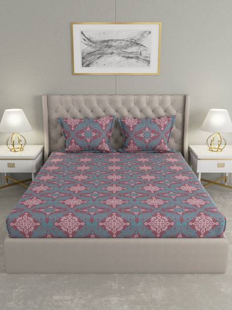 Raymond Home 104 TC कॉटन मोटिफ बेडशीट