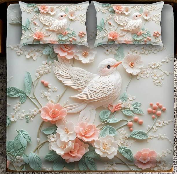Woolpik Cotton Queen Flat 300 TC 3D Printed Bedsheet