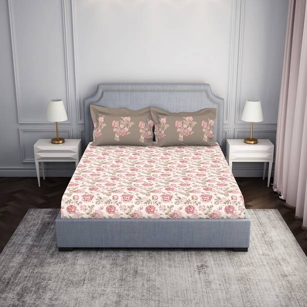 SPACES Cotton King Fitted (Elastic) 144 TC Paisley Bedsheet