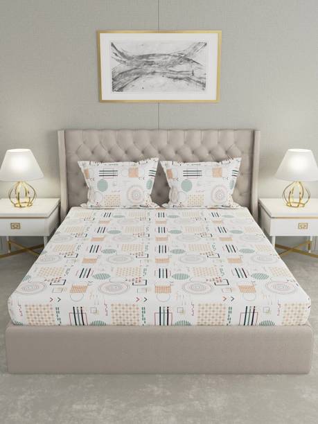 Raymond Home Cotton King Flat 210 TC Geometric Bedsheet