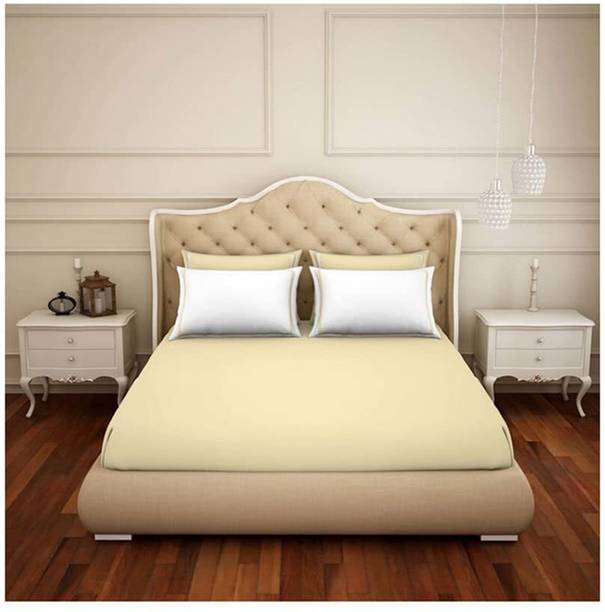 SPACES Cotton Double Flat 300 TC Solid 1 Bedsheet