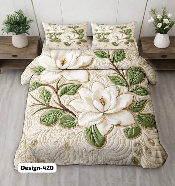 Home Sazawat Polycotton King Flat 390 TC Printed 1 Summer Bedsheet with 2 Pillow Covers