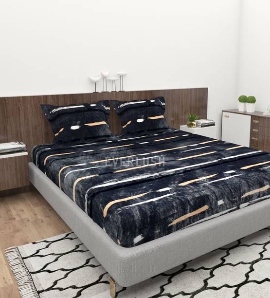 EVERLUSH Velvet King Fitted (Elastic) 400 TC Printed Bedsheet