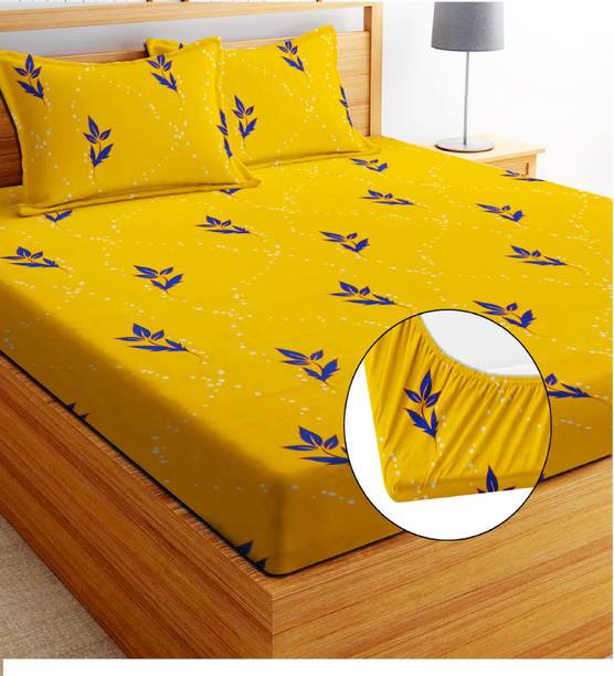EXFAB Cotton Double Fitted (Elastic) 244 TC Printed Bedsheet