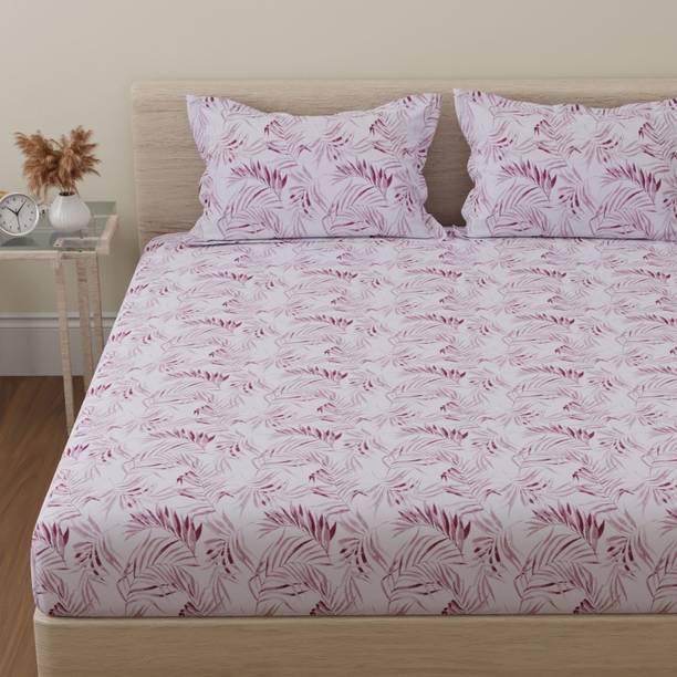 Huesland Cotton Double Flat 144 TC Floral Bedsheet