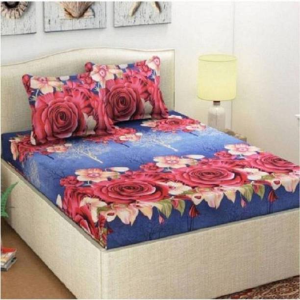 Avni polly cotton Polycotton, Microfiber, Cotton Blend Double Flat 140 TC 3D Printed Bedsheet