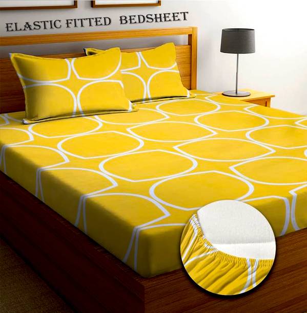 Home Garage 210 TC Cotton King 3D Printed Fitted (Elastic) Bedsheet