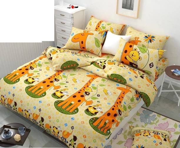 Ethe Home 280 TC Cotton Double Printed Fitted (Elastic) Bedsheet
