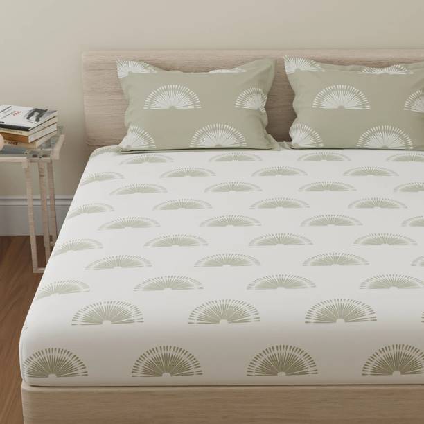 Huesland Cotton King Flat 144 TC Printed Bedsheet