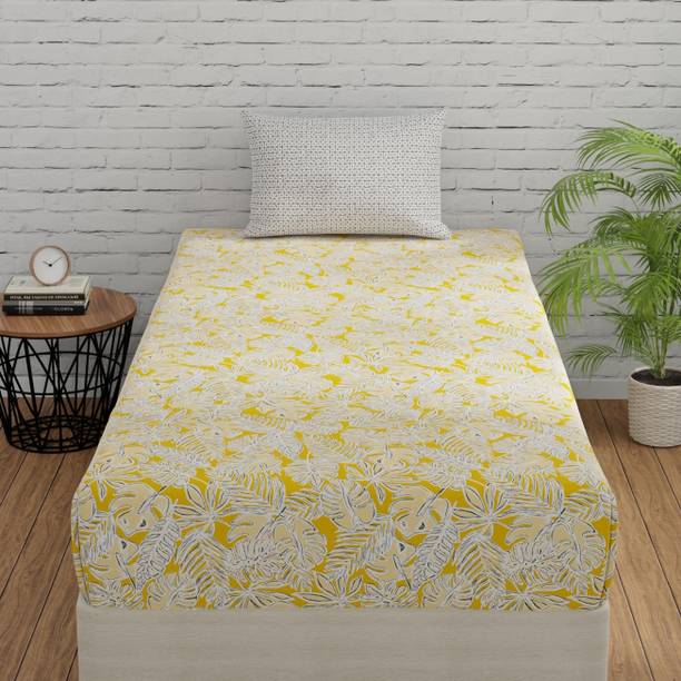Huesland 144 TC Cotton Single Floral Flat Bedsheet