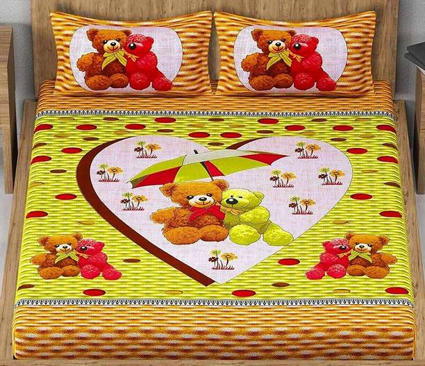 Homeline 104 TC Cotton Double Jaipuri Prints Flat Bedsheet