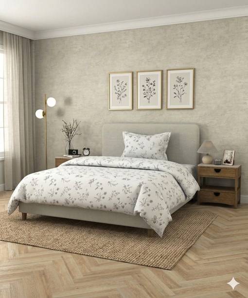 Bombay Dyeing Cotton Single Flat 180 TC Floral 2 Bedsheets with 2 Pillow Covers