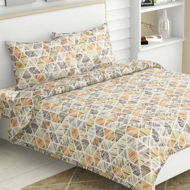 haus & kinder 186 TC Cotton Double Printed Flat Bedsheet