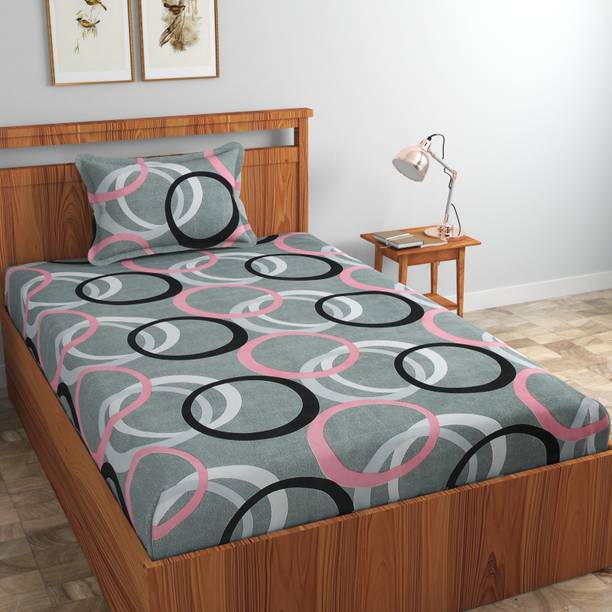 AMEYAA Cotton Single Fitted (Elastic) 220 TC Floral Bedsheet
