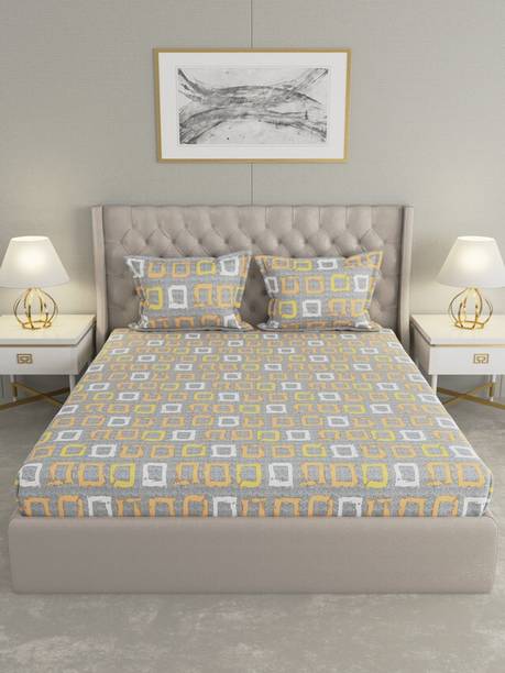 Raymond Home 110 TC Microfiber Double Geometric Flat Bedsheet