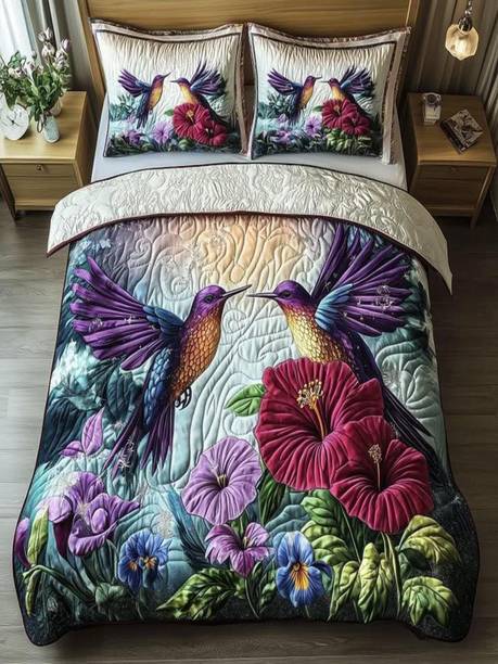 MOHKI HANDCRAFTS Cotton Double Flat 300 TC 7D Digital 1 Bedsheet